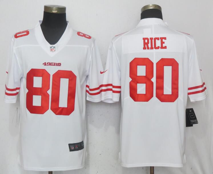 Men San Francisco 49ers #80 Rice White Vapor Untouchable Limited Player Nike NFL Jerseys->women nfl jersey->Women Jersey